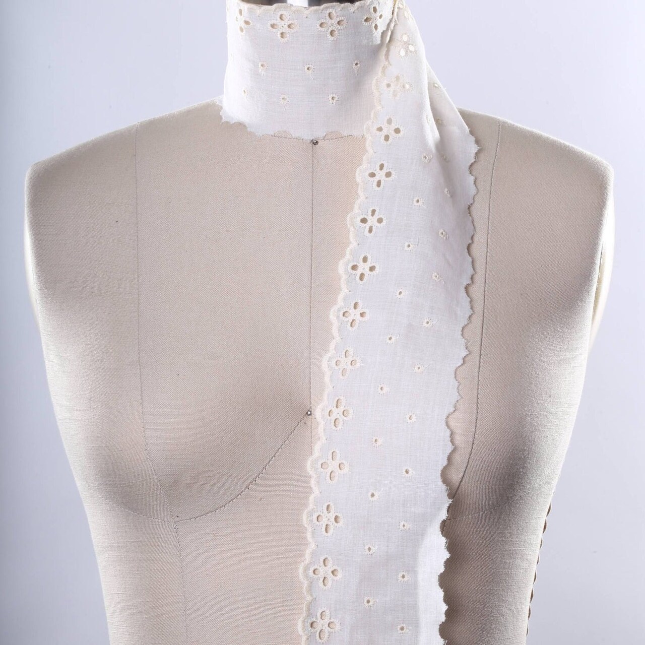 1 Yard Ivory Eyelet Cotton Lace Trim with Embroidered Scalloped Edge for Crafts Clothing and Home Decor 3 Inch Wide